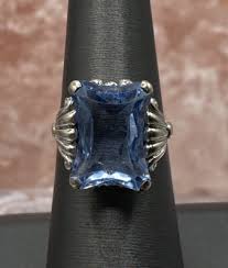 ANTIQUE ESEMCO ART DECO 14 K WHITE GOLD AND BLUE TOPAZ STATEMENT RING SIZE 7 | eBay