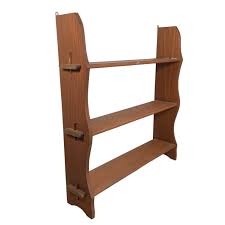 Vintage French Wooden Wood Stand Three Shelf Ornament Display Shelfs Kitchen Display Wall Mounted circa 1970-80's | European Vintage Emporium
