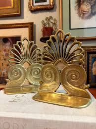 Vintage Brass Peacock Bookends – Art Deco Style – Sculptural Fan Tail Design - Etsy