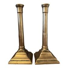 Set of 2 Brass Candle Holders, 1920s | Chairish