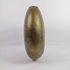 Large Vintage Indian Brass Floor/Sidetable Vase 12"x12"x5" w/Vines & Berries | eBay