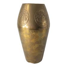 Early 20th Century German Art Nouveau Jugendstil Wmf Hammered Brass Vase | Chairish