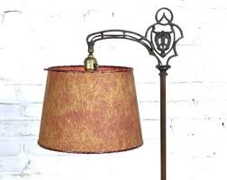 Antique Art Deco Bridge Floor Lamp With Red Fiberglass Drum Shade - Works - Etsy