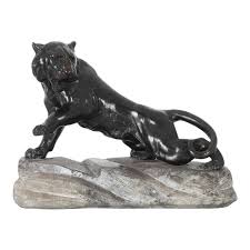 Vintage Bronze Tiger Sculpture | Chairish