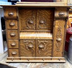 ANTIQUE SINGER SEWING MACHINE 5 DRAWER TIGER OAK CABINET ...