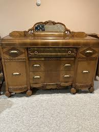 Antique Art Deco Waterfall Buffet w/mirrored backsplash ...