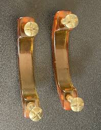 2 Vintage Amber Lucite Plastic Cabinet Drawer Pull Handles ...