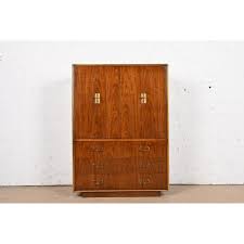 Drexel Heritage Hollywood Regency Campaign Walnut and Brass Gentleman's Chest For Sale at 1stDibs