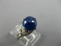 ANTIQUE 2.20CT DIAMOND & AAA CABOCHON SAPPHIRE PLATINUM 3D ...