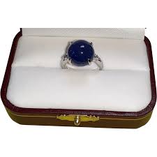 Cabochon Tanzanite and Diamond Ring set in Platinum~~PRICE ...