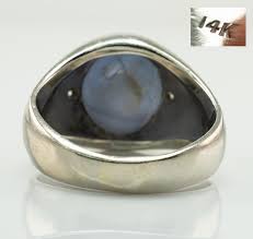 Natural Cabochon Star Sapphire Diamond Ring 14k White Gold For Sale at 1stDibs | natural star sapphire ring, double star sapphire, cabochon diamond