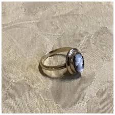 Silver Tone Adjustable Faux Cameo Ring. For Sale at Ruby Lane