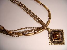 PREMIER DESIGNS FOUR STRAND MULTI LINK GOLD NECKLACE BROWN ...