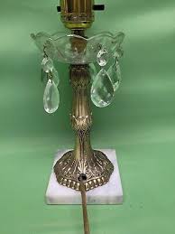 Vtg Small Boudoir Night Stand Bedroom Table Desk Lamp Glass ...