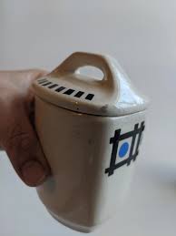 Vintage Art Deco Blue & White Kitchen Canisters- 12 Pieces | Chairish