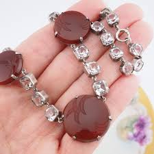 Antique Necklace - Art Deco Silver Carnelian Necklace ...