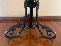 VINTAGE MID CENTURY SCROLL & LEAF WROUGHT IRON 33" TALL ...