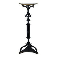 Victorian Black Lacquer Column Pedestal Plant Stand, Tall ...