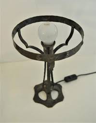 Art Nouveau Swedish Wrought Iron and Glasstable Lamp from ...