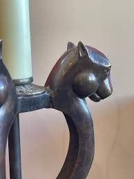 1970s Patinated Bronze Panther Table Lamp | Chairish