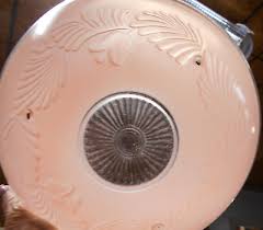 Antique Vintage 3 Chain Art Deco Pink Glass Ceiling Light Fixture Shade (LS) | eBay