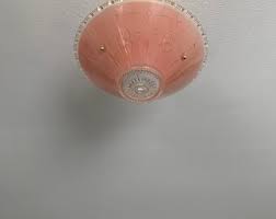 3 Chain Semi Flush Ceiling Light, 1930's, Salmon Pink Glass Bowl, Ready to Install - Etsy