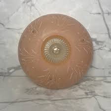 Vintage Frosted Pink Glass Ornate Ceiling Light Lamp Shade Cover Round Raised 10” Art Deco 3 Hole - Etsy