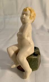 WELLER POTTERY MUSKOTA BOY ON ROCK FLOWER FROG CA. 1920 ...