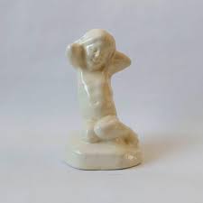 Vintage Cowan Pottery Bookend: Ivory Glaze Girl Figural ...
