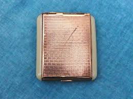 MASCOT Lacquered Brass Powder Compact & Cigarette Case, Etched Brick Wall Pattern and Cream Bakelite Side Bars, Vintage Early 1950s Rarity - Etsy