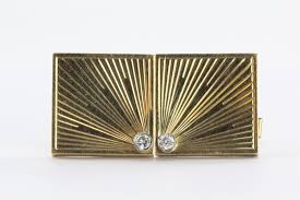 Vintage 14K Gold & Diamond Empire Art Deco Cufflinks | QUEEN MAY