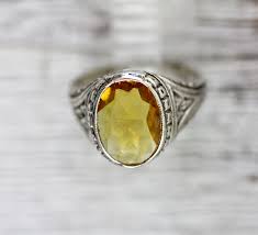 VINTAGE YELLOW CRYSTAL STONE FINE SILVER 835 RING SZ 6.5 PRETTY DESIGN EUROPEAN | eBay