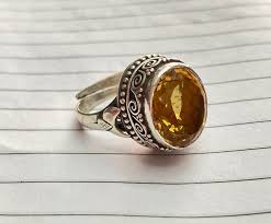 Natural citrine ring handmade in Nepal 925 sterling silver - Shop Nellie General Rings - Pinkoi