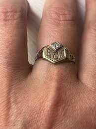 Vintage 10k Gold and Diamond Signet Ring With Initials BGA ...