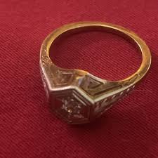 Art Deco 14k White Gold & Platinum 1/4 To 1/3 Ct Diamond ...