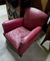 Art Deco Club Chair in Burgundy Leatherette for sale at Pamono