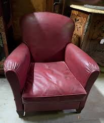 Proantic: Art Deco Period Club Armchair In Burgundy Leatherette