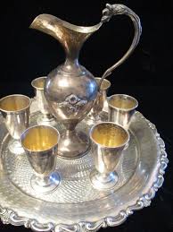 THE BEST Antique 800 SILVER Tray Ewer & Miniature Cordial Goblets LIQUOR SET | eBay