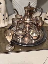 EP Copper, W.M. Rogers, Viking, Tea Set, (9pcs), Vintage, Tea Pot, Goblets, Kitchen Decor, Silver Tray, Sugar&creamer, - Etsy