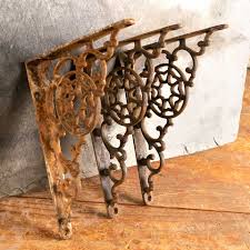 Antique Ornate Cast Iron Shelf Bracket Set