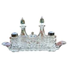 Oil vinegar salt and pepper set attributed to ABP cut glass For Sale at 1stDibs