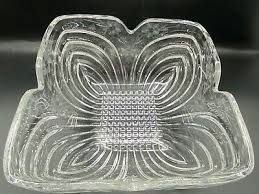A-4) Large 8" Square Crysatl Bowl, Art devo, Etched | eBay