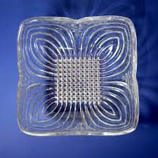 Heavy Art Deco Vintage Crystal Bowl – Square Cut Glass Dish ...