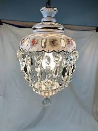 VINTAGE BOHEMIAN OVERLAY WHITE GLASS CUT TO CLEAR Hand Painted CEILING LIGHT 75 | eBay