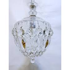 1950s Italian Hand Cut Glass Dish Basket Chandelier | Chairish