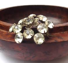 Victorian Rhinestone Flower Brooch: Antique Paste Jewelry ...