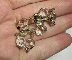 SAL Swarovski Crystal Glass Bezel Gold tone 7.5" Tennis ...