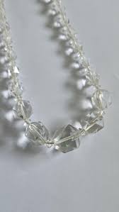 Vintage Art Deco Rock Crystal Faceted Glass Bead Necklace ...