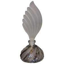 Vintage Art Deco Frosted Glass Perfume Bottle w/ Large ...