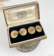Antique 18ct Gold and Platinum Stamped, 1920's Art Deco Round Cufflinks For Sale at 1stDibs